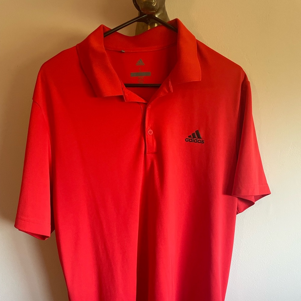 Adidas red golf polo